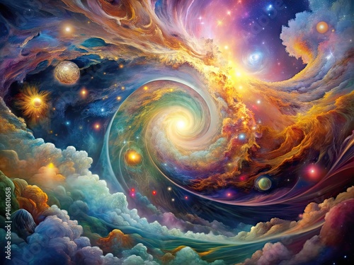 Cosmic Tapestry: Abstract, ethereal, swirling colors, celestial, dreamlike