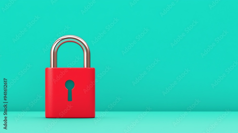 Locked key and impenetrable lock, security theme, flat design illustration Locked key and impenetrable lock, security theme, flat design illustration
