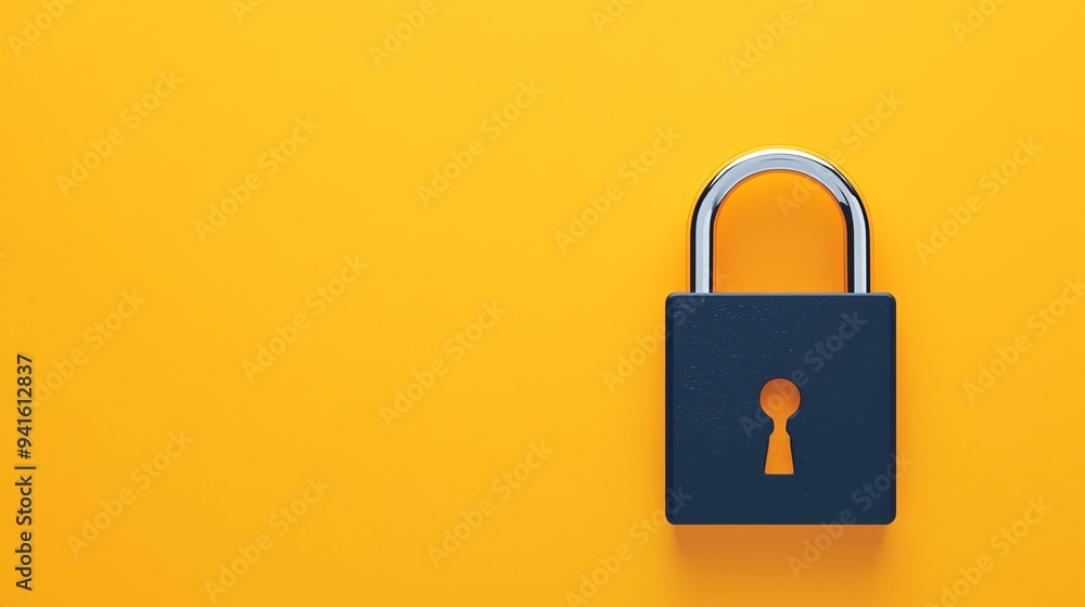 Locked key with padlock, flat design illustration Locked key with padlock, flat design illustration