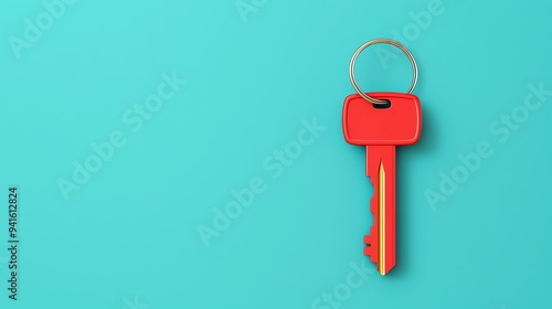 Locked key under lock and key, flat design illustration photo