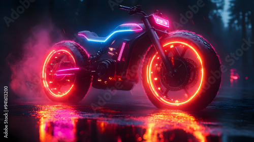 Neon Motorcycle Illustration photo