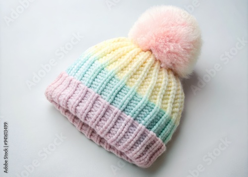 Cozy Crown: Soft, beanie, pastel colors, fluffy textures, inviting ambiance