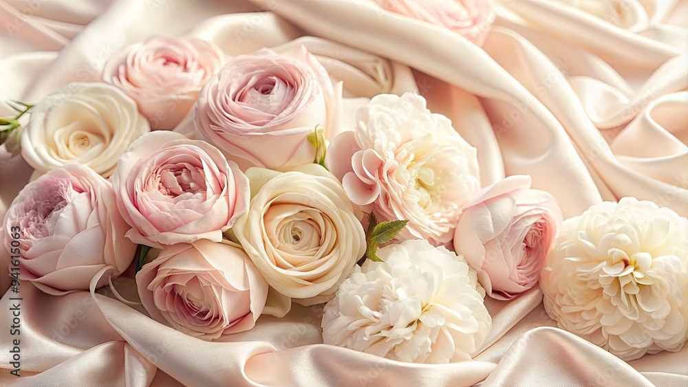 Obraz premium Creamy Harmony: Ivory, soft pink, smooth, velvety, decadent, indulgent, tranquil, mellow, ethereal