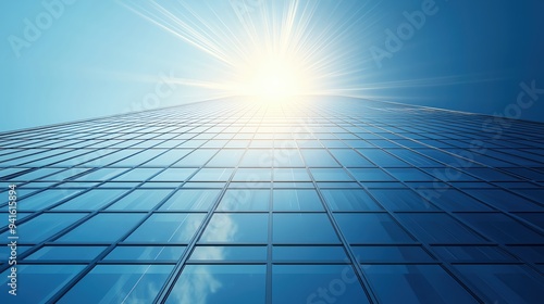 Wallpaper Mural A modern skyscraper reflecting sunlight against a clear blue sky, showcasing an architectural marvel and urban beauty. Torontodigital.ca