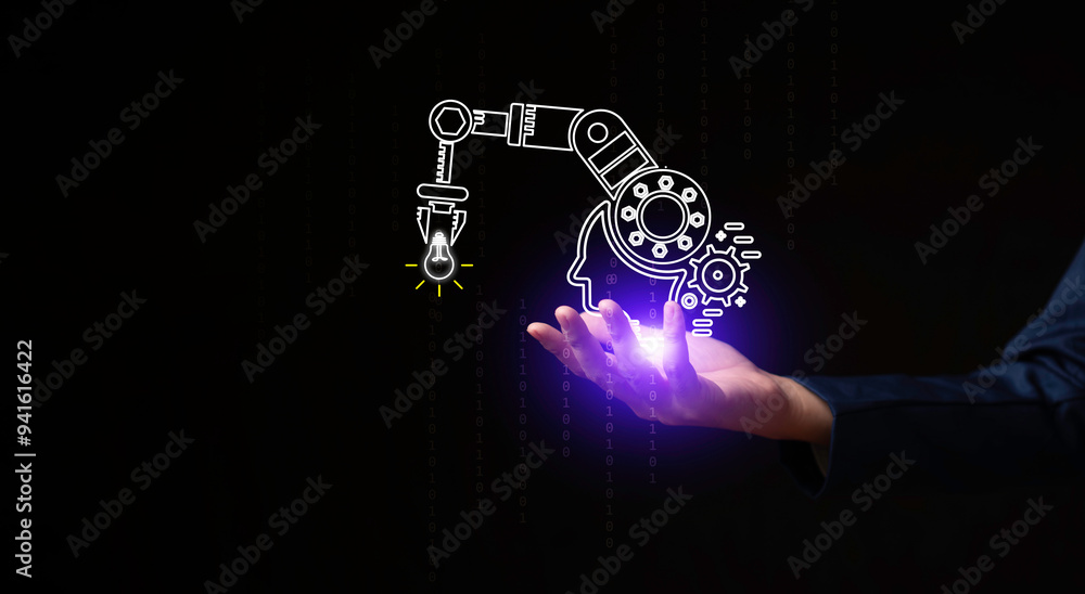 Artificial intelligence AI, circuit board in shape electronic, technology smart robot AI, artificial intelligence by enter command prompt for generates.