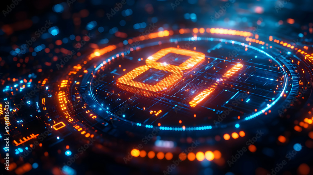 Abstract 3D Background with Glowing Orange and Blue Lights Abstract 3D Background with Glowing Orange and Blue Lights