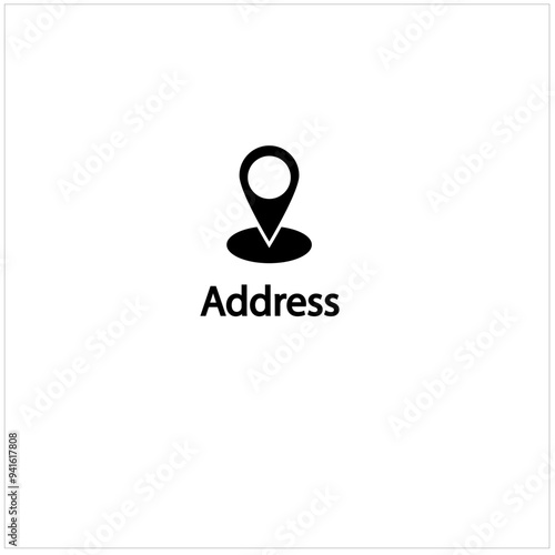 map pointer icon, address icon design with black and white color