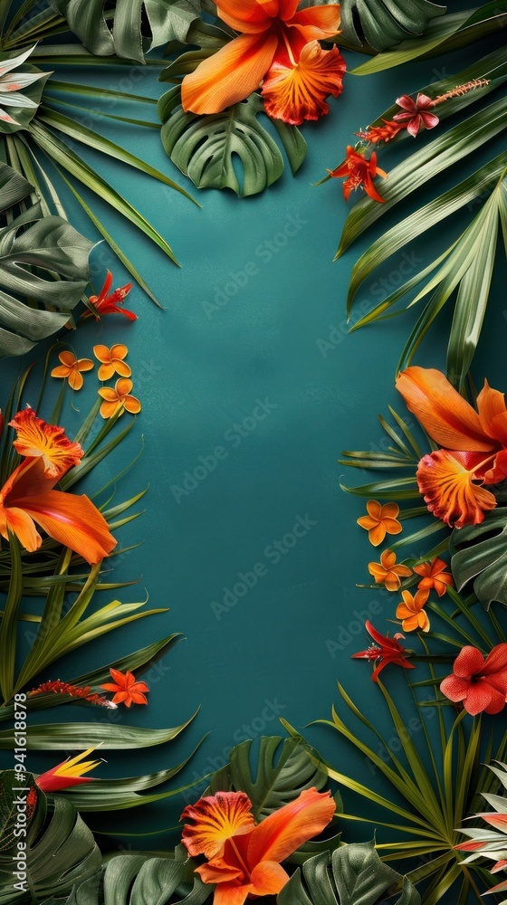 Tropical Floral Frame with Copy Space. Tropical Floral Frame with Copy Space.