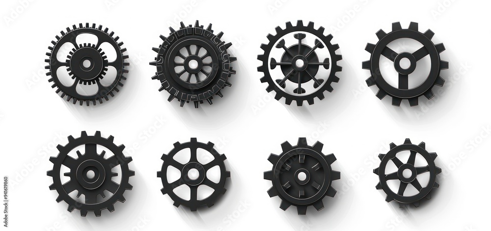 Black Gears Set Illustration Black Gears Set Illustration
