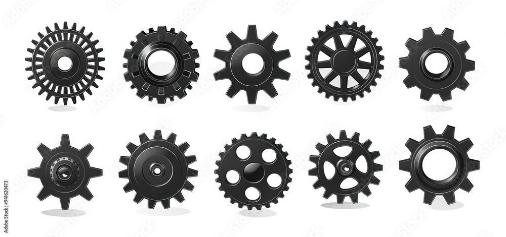 Black Cogwheels - Set of Gears Black Cogwheels - Set of Gears