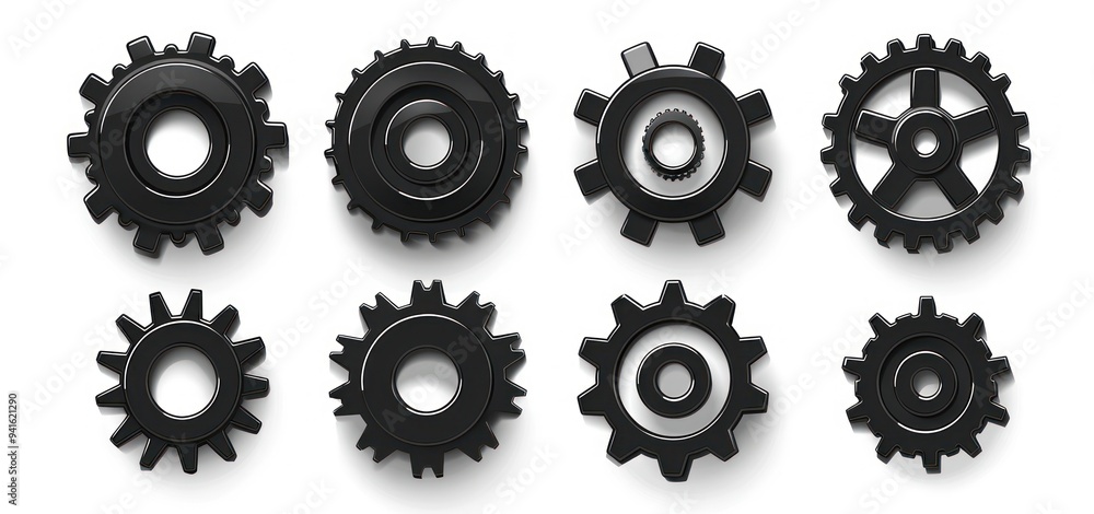 Obraz premium Collection of Black Gears