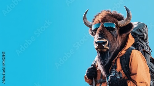 Wallpaper Mural Imagine an image showing the head of a large brown bull with prominent horns, standing alone in a grassy field, surrounded by the natural landscape The bull's strong and powerful features reflect its  Torontodigital.ca