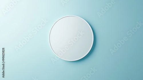 Modern Bathroom Mirror 3D Icon with Reflective Surface and Geometric Design on Light Blue Background