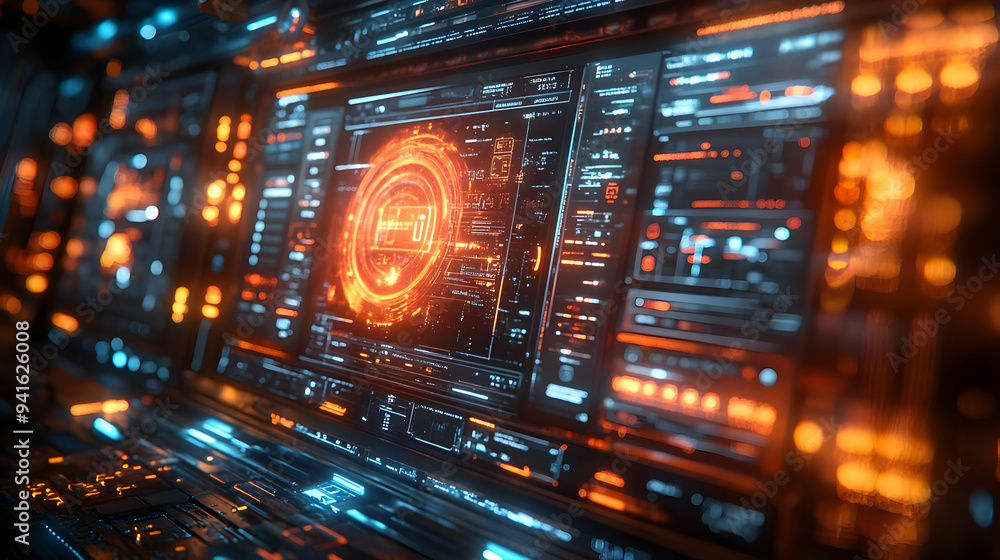 Futuristic Digital Interface 3D Illustration Futuristic Digital Interface 3D Illustration