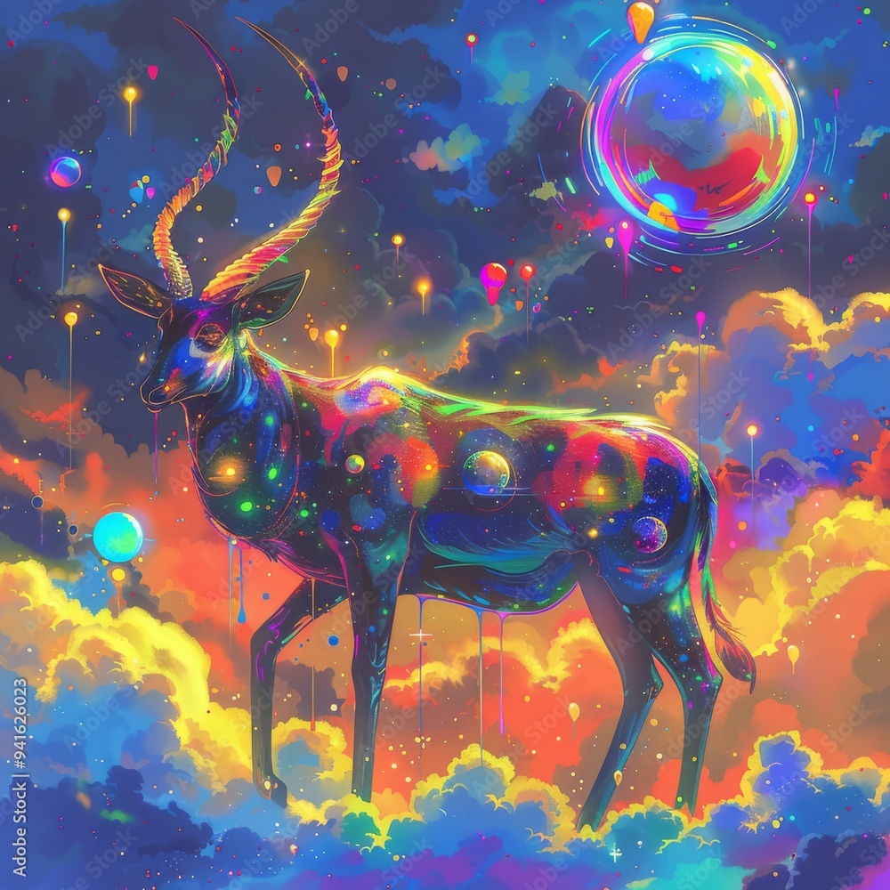animal, colorful, cosmic, fantasy, magical animal, colorful, cosmic, fantasy, magical
