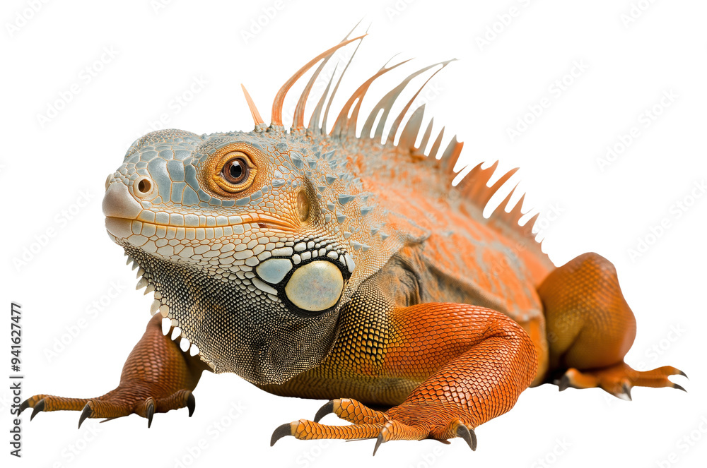 Obraz premium PNG Orange and green iguana