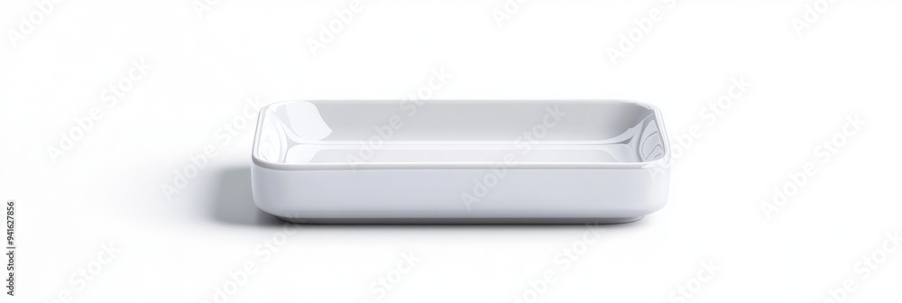 Modern 3D Vector Bathroom Soap Dish Icon with Reflective Surface on White Background Modern 3D Vector Bathroom Soap Dish Icon with Reflective Surface on White Background