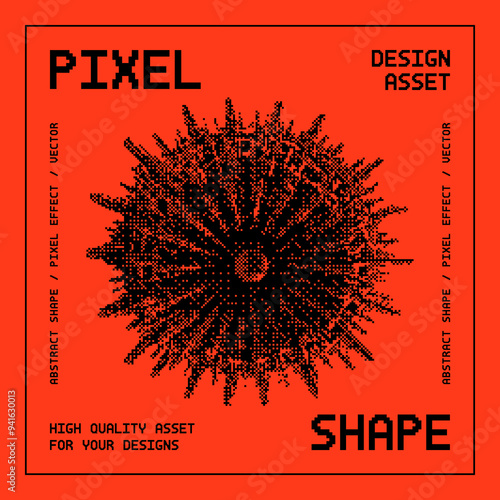 Abstract vector shape with bitmap dither effect