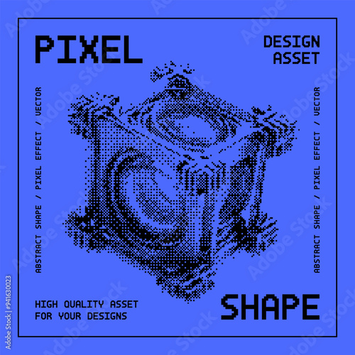 Abstract vector shape with bitmap dither effect