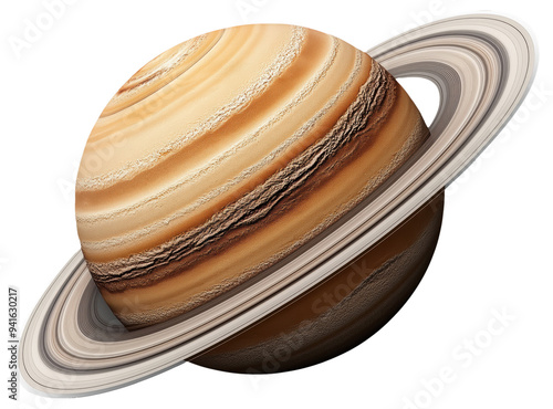 PNG Saturn with its rings on a white background