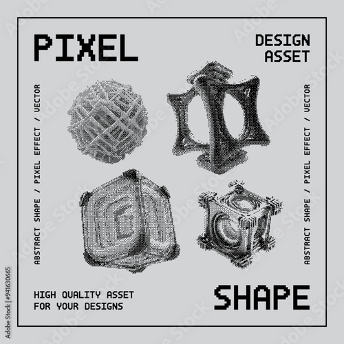 Abstract vector shape with bitmap dither effect