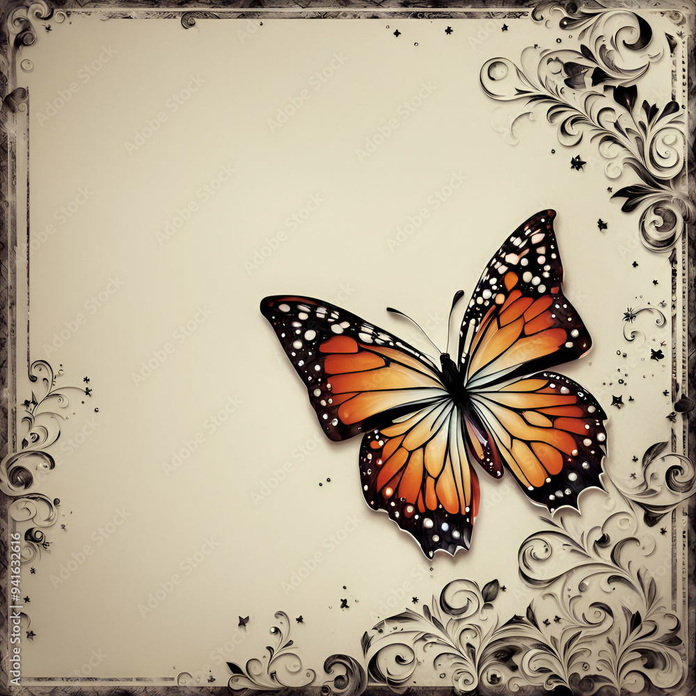Fototapeta premium background with butterflies
