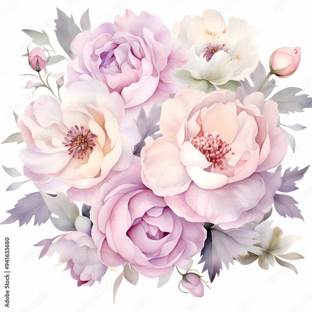 Soft Pink Floral Dream with Roses and Peonies, A Delicate and Romantic Blossom Arrangement Soft Pink Floral Dream with Roses and Peonies, A Delicate and Romantic Blossom Arrangement
