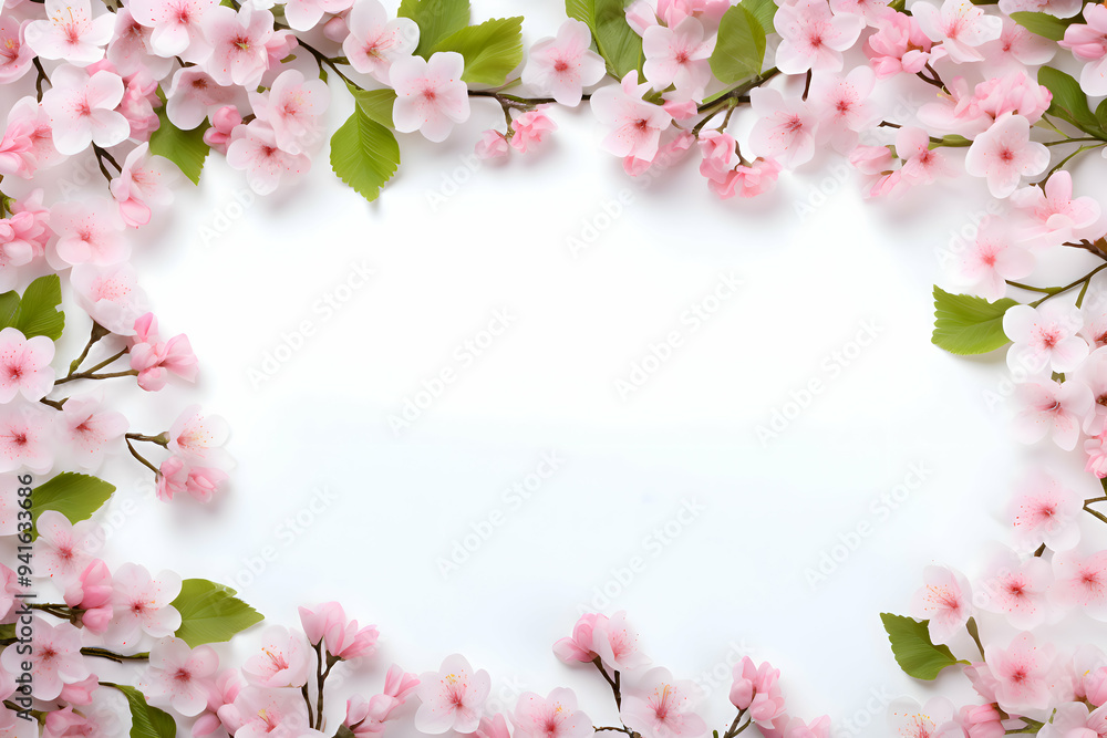 Delicate Cherry Blossom Frame with Soft Pink Petals, A Serene and Elegant Floral Border Delicate Cherry Blossom Frame with Soft Pink Petals, A Serene and Elegant Floral Border