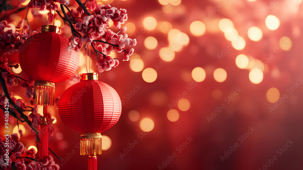 Woman hand holding pow or red packet, orange and gold ingots on a red background Woman hand holding pow or red packet, orange and gold ingots on a red background