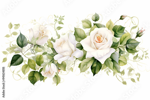 Elegant White Rose Garland 