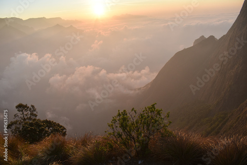 beautiful landscape sunrise at the mountain  