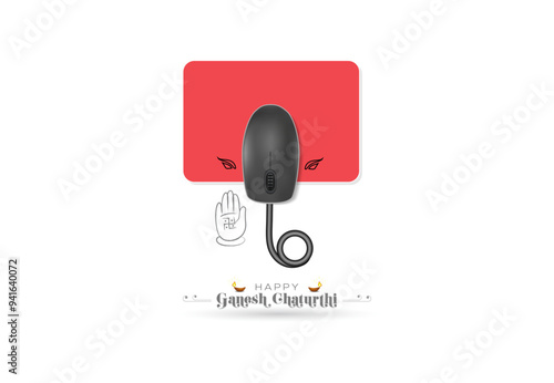 Modern concept of Ganesh chaturthi festival. Lord ganpati creative icon symbol vector illustration.