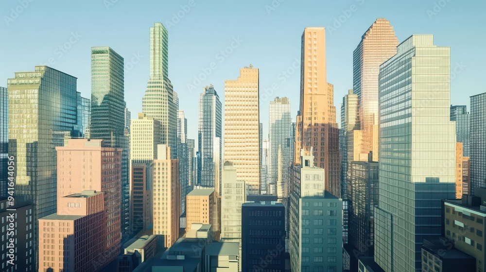 A city skyline where the buildings are inflating at different rates, with some towering over others and casting long shadows A city skyline where the buildings are inflating at different rates, with some towering over others and casting long shadows