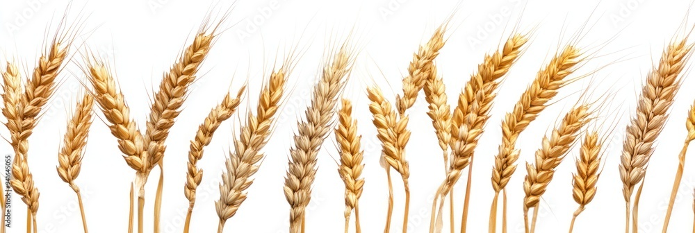 Golden Wheat Stalks Isolated on White Background Golden Wheat Stalks Isolated on White Background