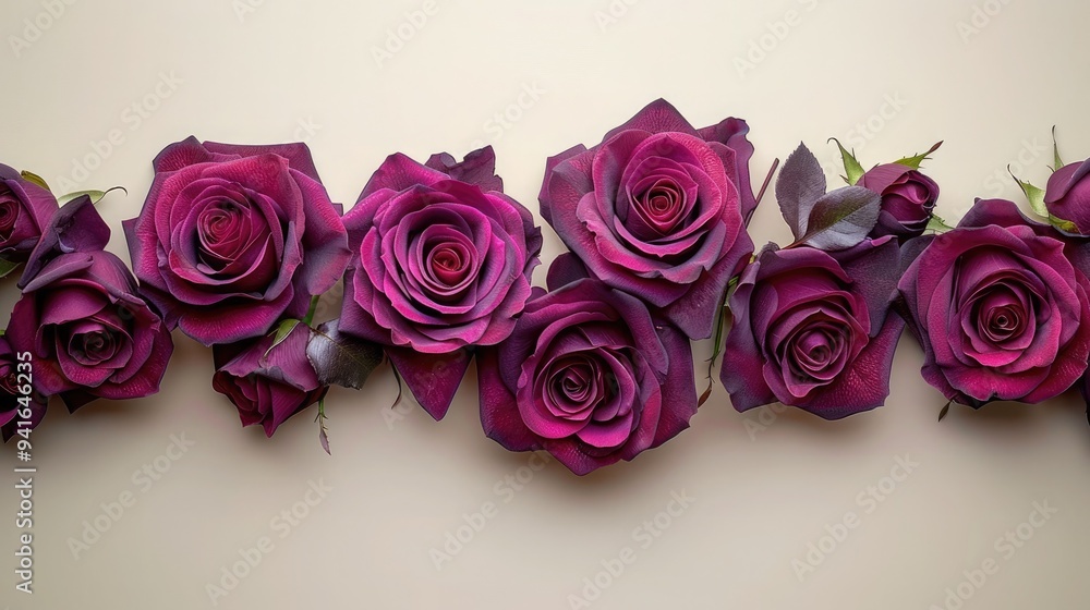Fototapeta premium Purple peonies roses on white background with copy space abstract natural floral frame layout with text space romantic feminine composition wedding invitation concept.