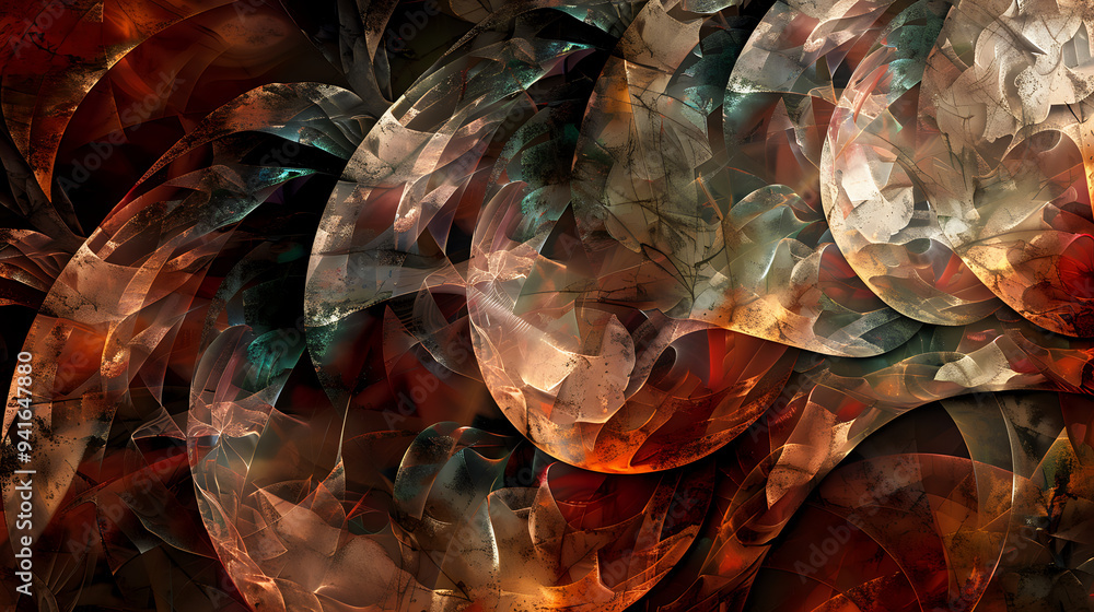 Obraz premium Abstract design with organic textures and natural motifs in deep earthy tones