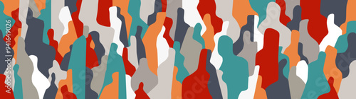 People social issues abstract vector background , horizontal multicolored illustration