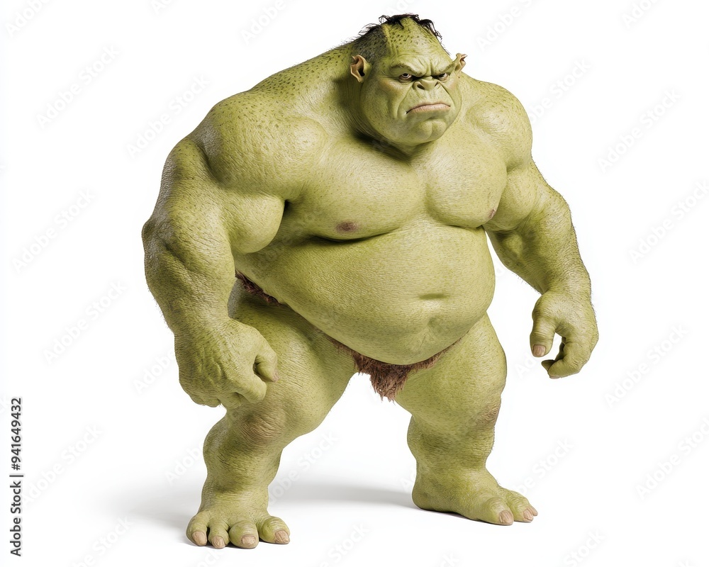 A muscular green creature standing confidently, showcasing strength and a unique character design. Ideal for fantasy-themed projects. A muscular green creature standing confidently, showcasing strength and a unique character design. Ideal for fantasy-themed projects.