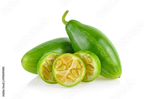 Coccinia grandis raw green isolated on white background photo