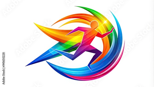 Dynamic Emblem: Active logo with vibrant colors and energetic lines, conveying a sense of movement and progress. photo