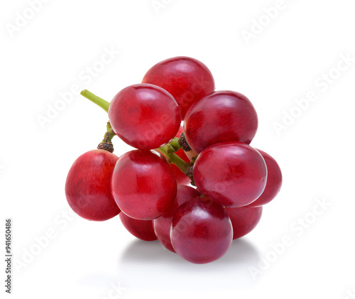 red grapes isolated on white background.