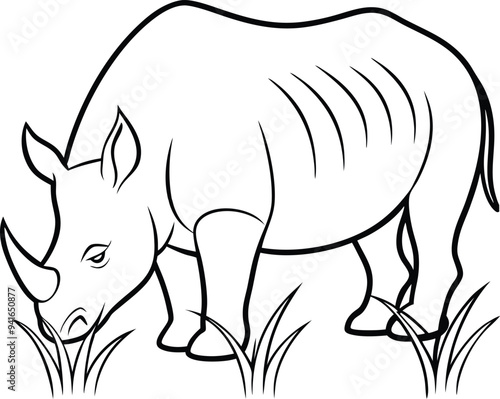 Simple and cute rhinoceros line art for kids to color and enjoy fun learning through art
