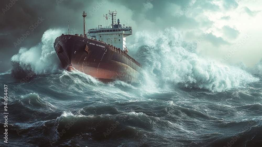 Fototapeta premium Cargo ship transportation watercraft freighter.