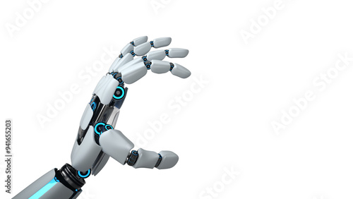 3d illustration, transparent. Humanoid Robot Hand