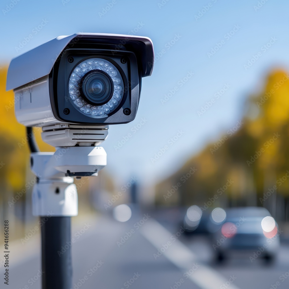 High-definition security camera monitoring traffic on a city street during the day, capturing clear and detailed footage. High-definition security camera monitoring traffic on a city street during the day, capturing clear and detailed footage.