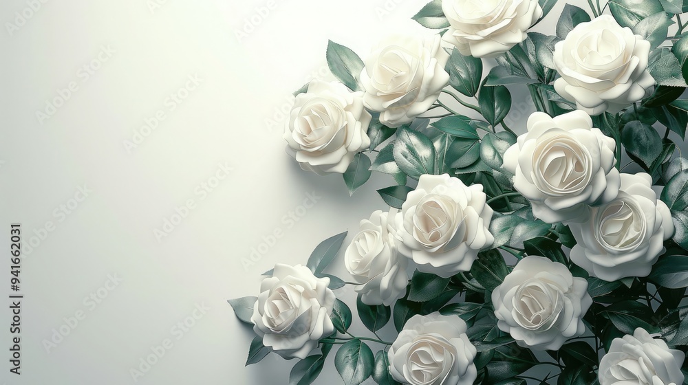 White peonies roses on white background with copy space abstract natural floral frame layout with text space romantic feminine composition wedding invitation concept. White peonies roses on white background with copy space abstract natural floral frame layout with text space romantic feminine composition wedding invitation concept.