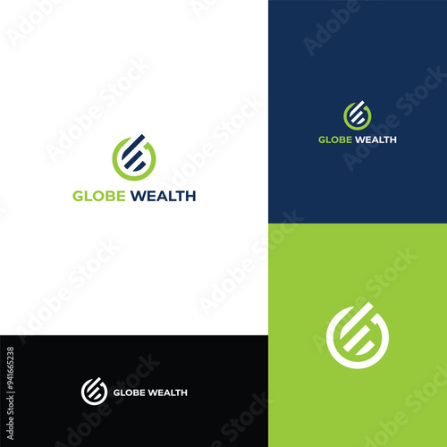 Globe wealth logo design, property logo design for easy editable file, property wealth logo vector