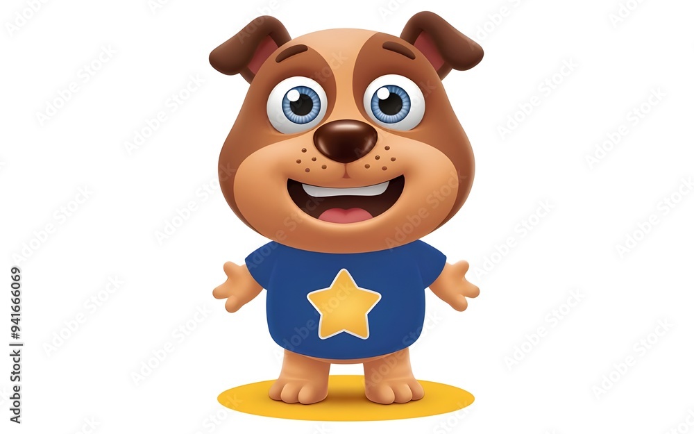 Cute 3D Dog Mascot in Cartoon Style, Standalone on Clean White Background Cute 3D Dog Mascot in Cartoon Style, Standalone on Clean White Background