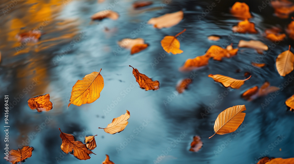 Autumn Leaves Floating on Water Autumn Leaves Floating on Water