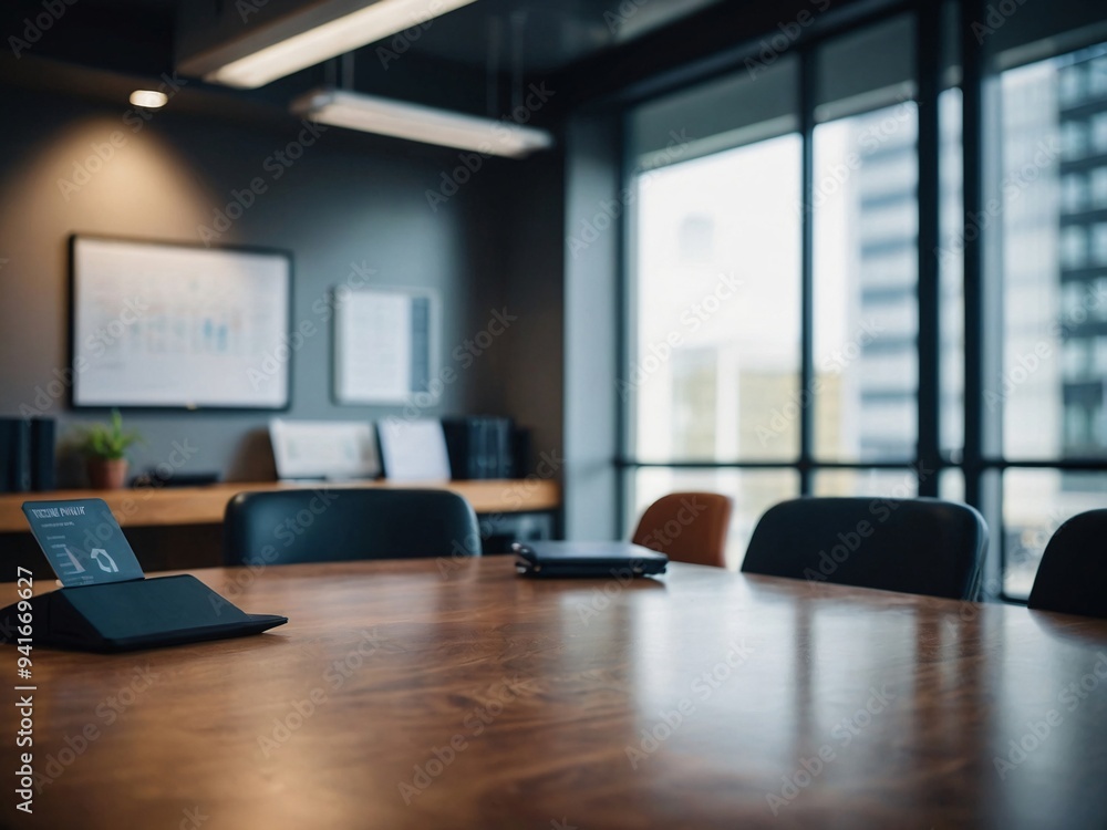 A table with a business-focused, blurred office background A table with a business-focused, blurred office background